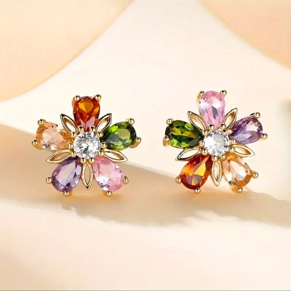 Elegant Multicolor Floral Earrings NWT